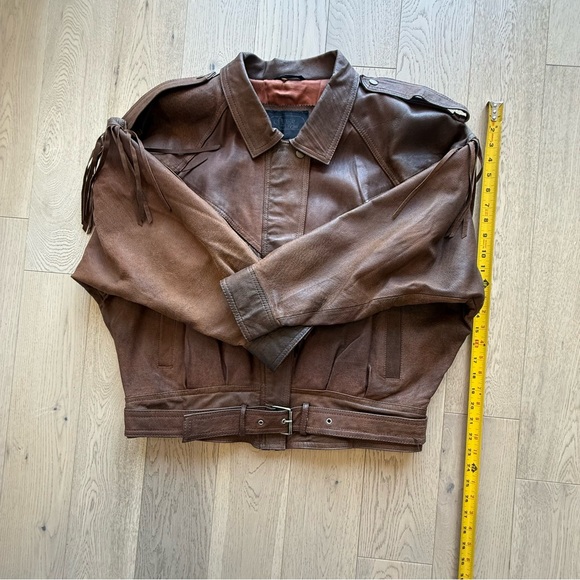 Vintage Brown Leather Fringe Jacket Size Medium - Picture 3 of 10